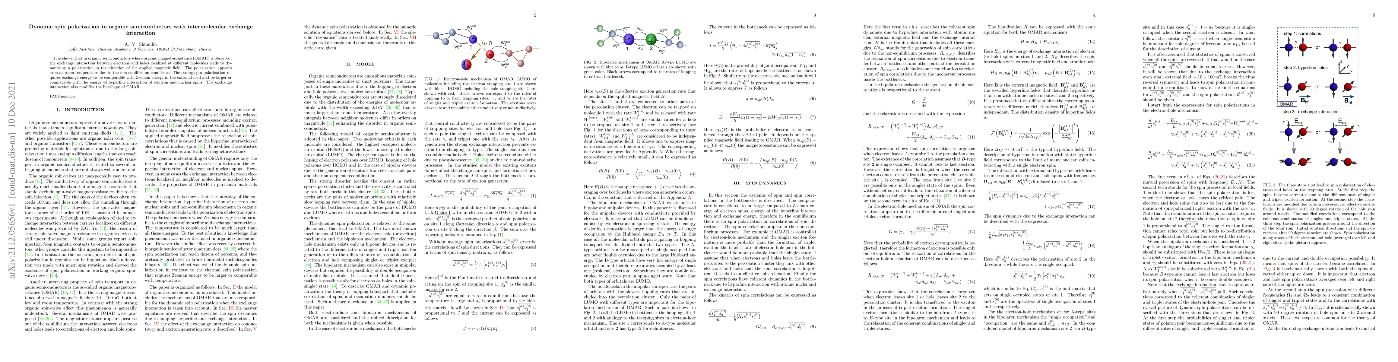 Thumbnail for Dynamic spin polarization in organic semiconductors with intermolecular
  exchange interaction