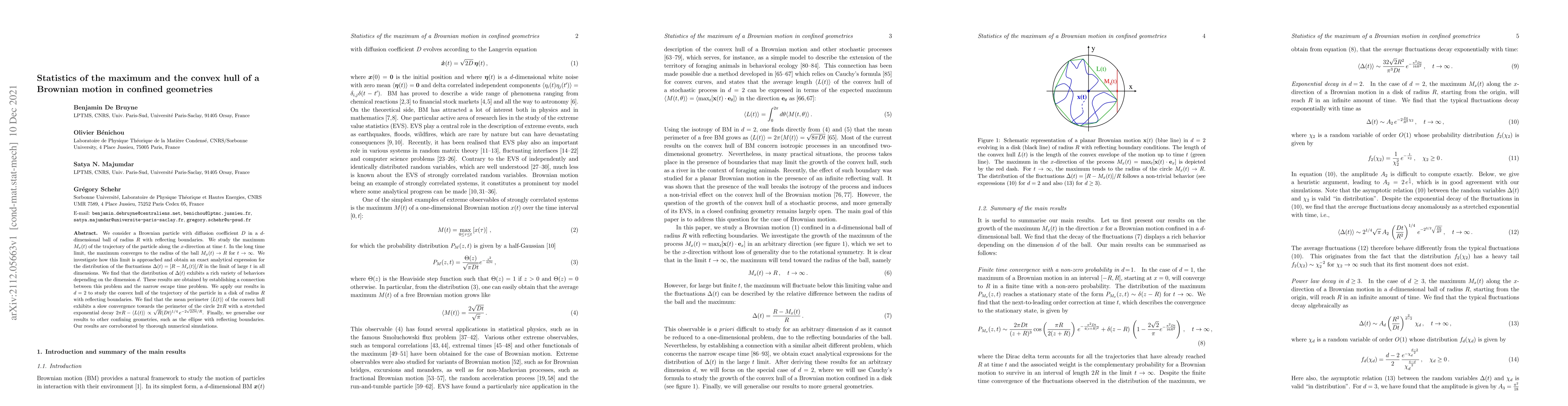 Thumbnail for Statistics of the maximum and the convex hull of a Brownian motion in
  confined geometries