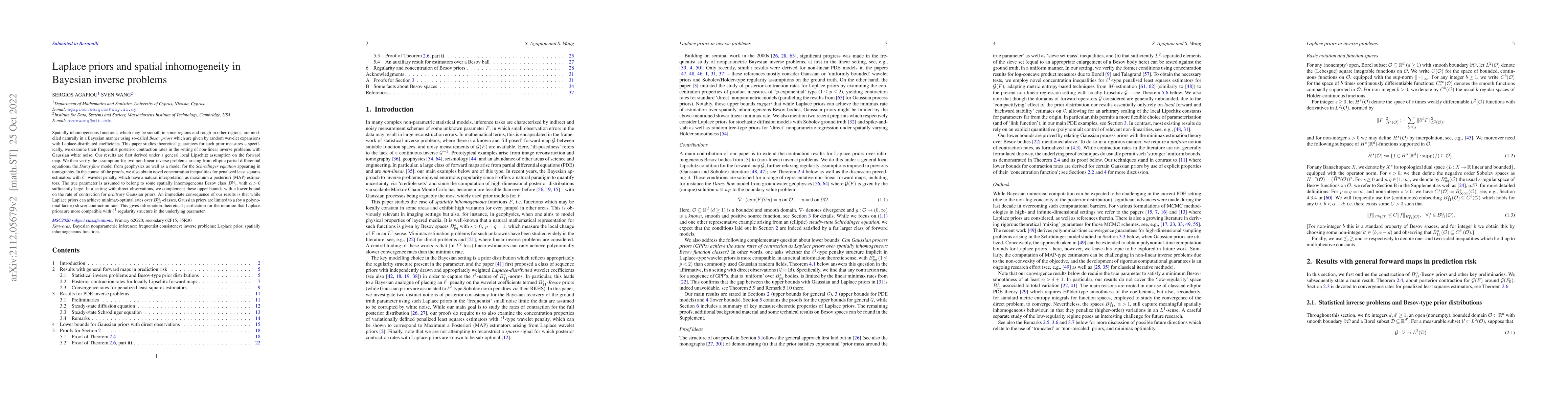 Thumbnail for Laplace priors and spatial inhomogeneity in Bayesian inverse problems