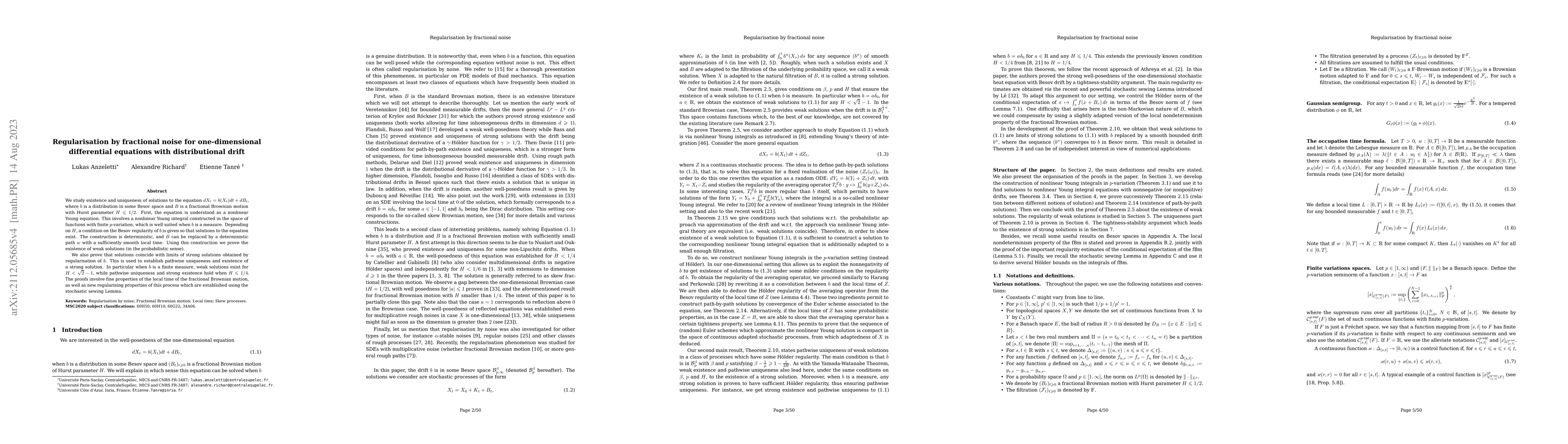 Thumbnail for Regularisation by fractional noise for one-dimensional differential
  equations with distributional drift