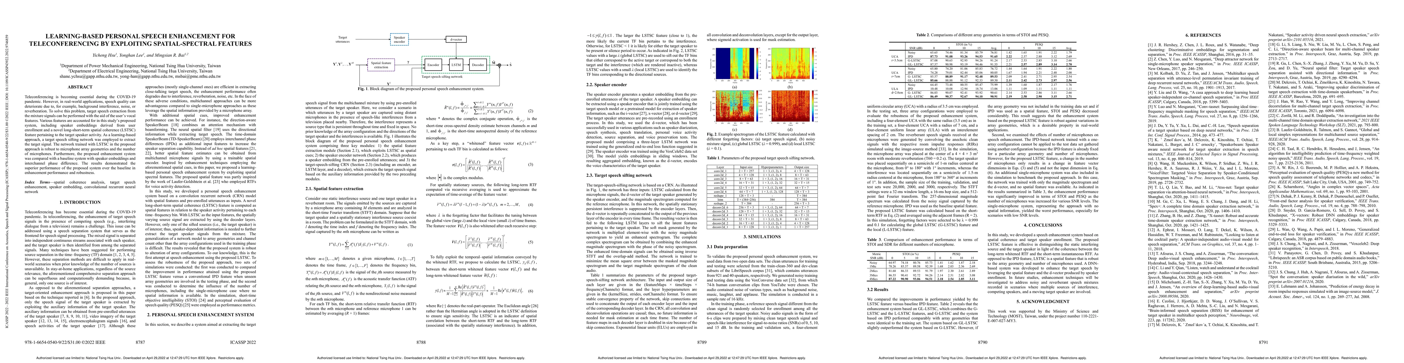 Thumbnail for Learning-based personal speech enhancement for teleconferencing by
  exploiting spatial-spectral features