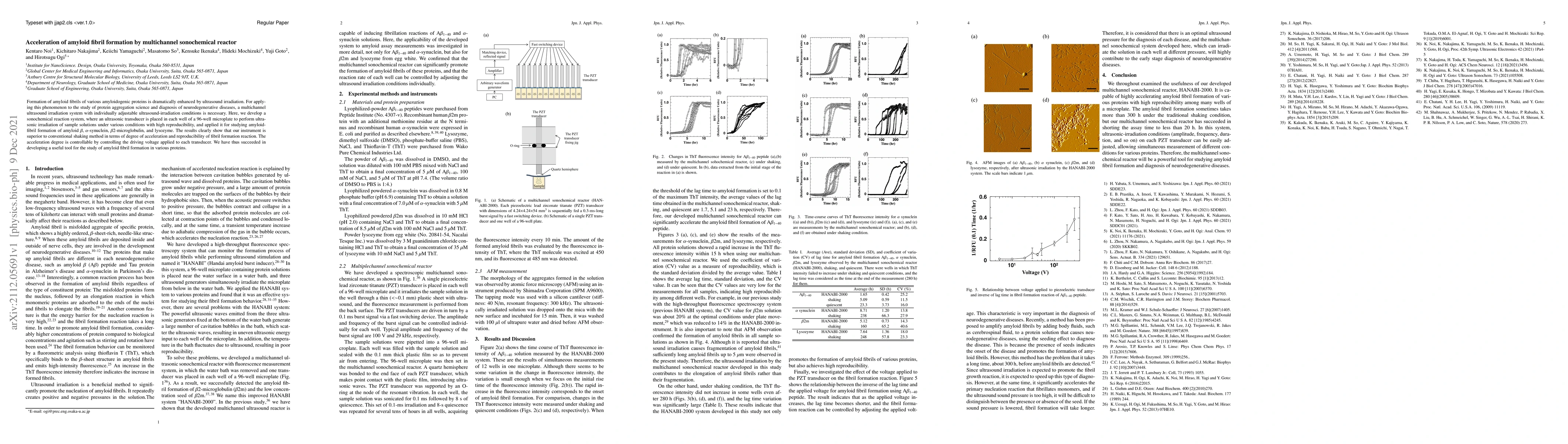 Thumbnail for Acceleration of amyloid fibril formation by multichannel sonochemical
  reactor