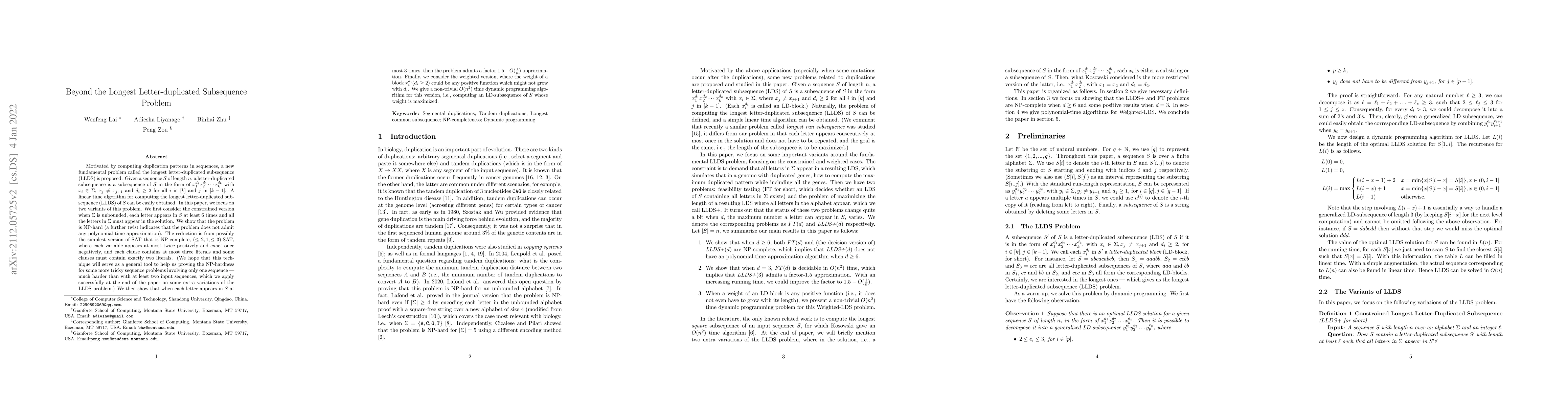 Thumbnail for Beyond the Longest Letter-duplicated Subsequence Problem