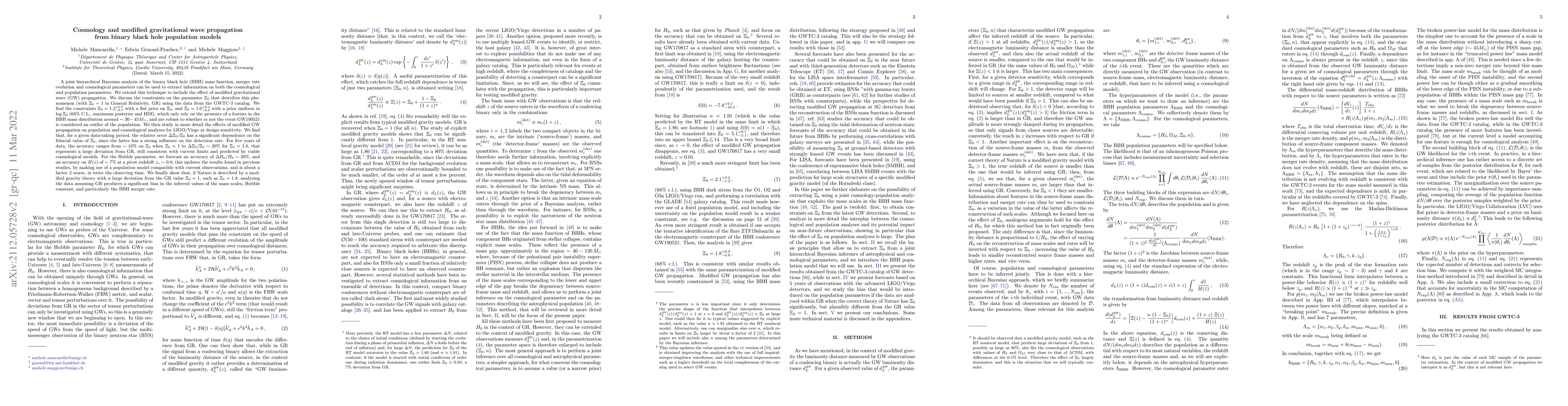 Thumbnail for Cosmology and modified gravitational wave propagation from binary black
  hole population models