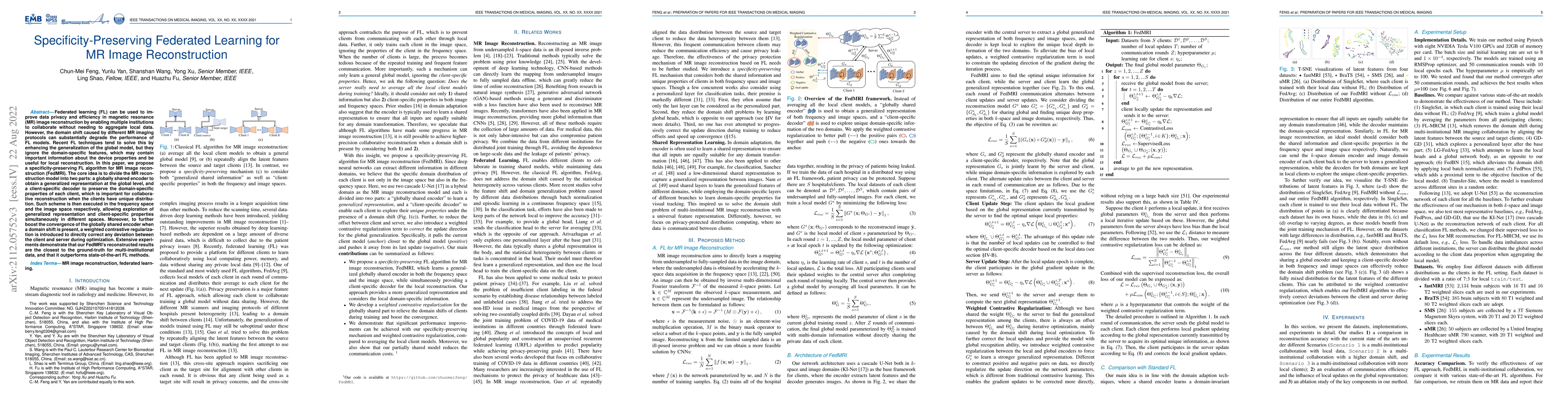 Thumbnail for Specificity-Preserving Federated Learning for MR Image Reconstruction