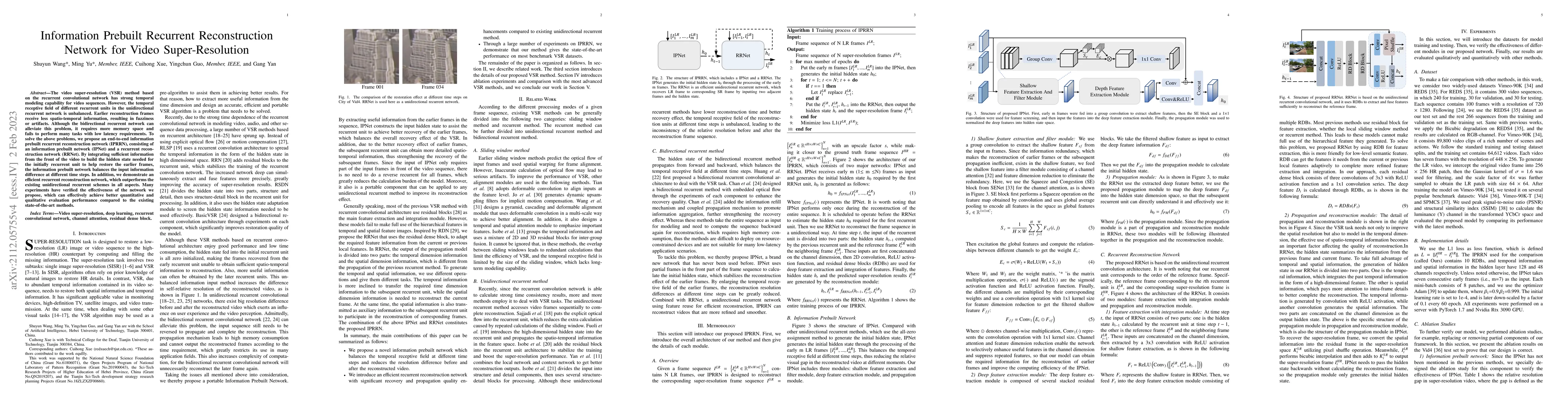 Thumbnail for Information Prebuilt Recurrent Reconstruction Network for Video
  Super-Resolution
