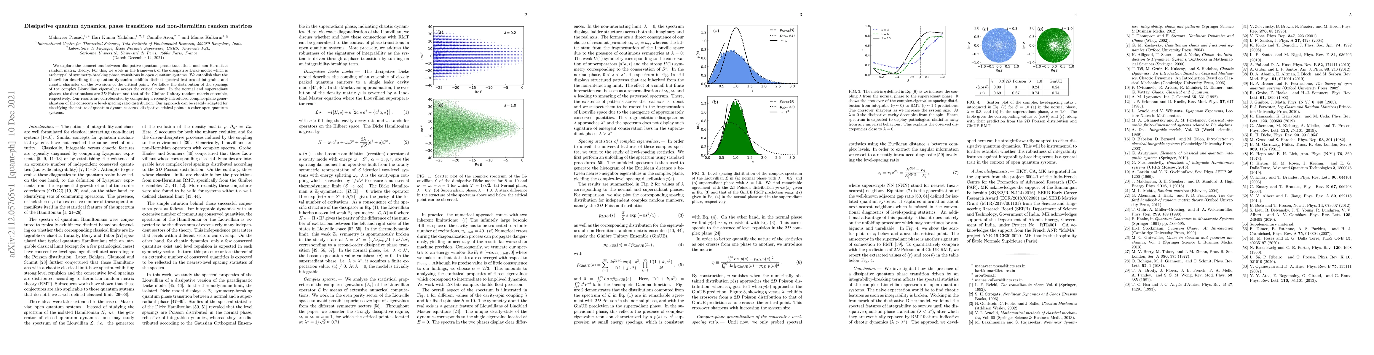Thumbnail for Dissipative quantum dynamics, phase transitions and non-Hermitian random
  matrices