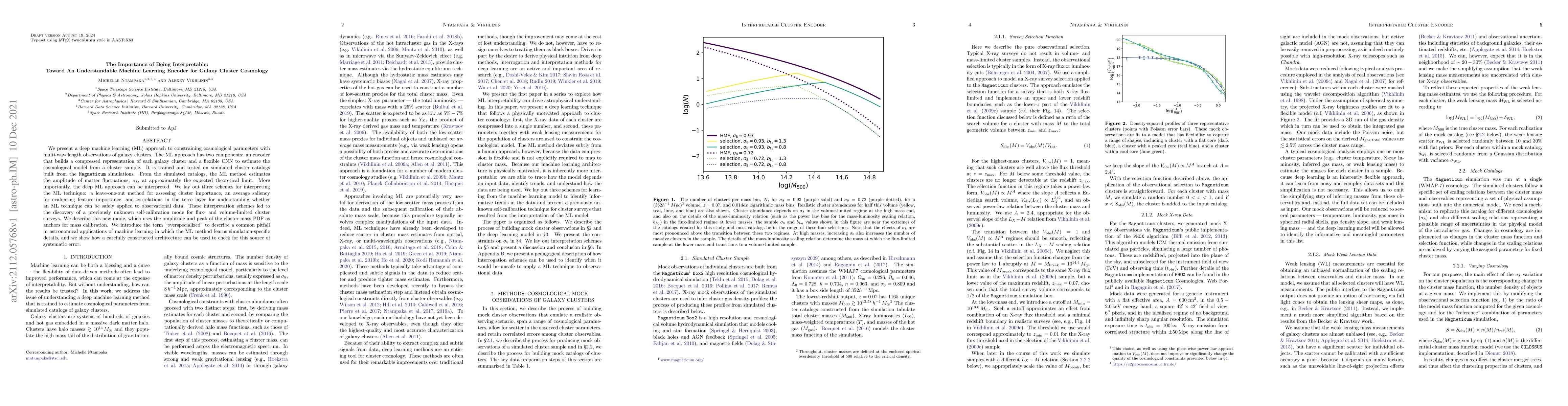Thumbnail for The Importance of Being Interpretable: Toward An Understandable Machine
  Learning Encoder for Galaxy Cluster Cosmology