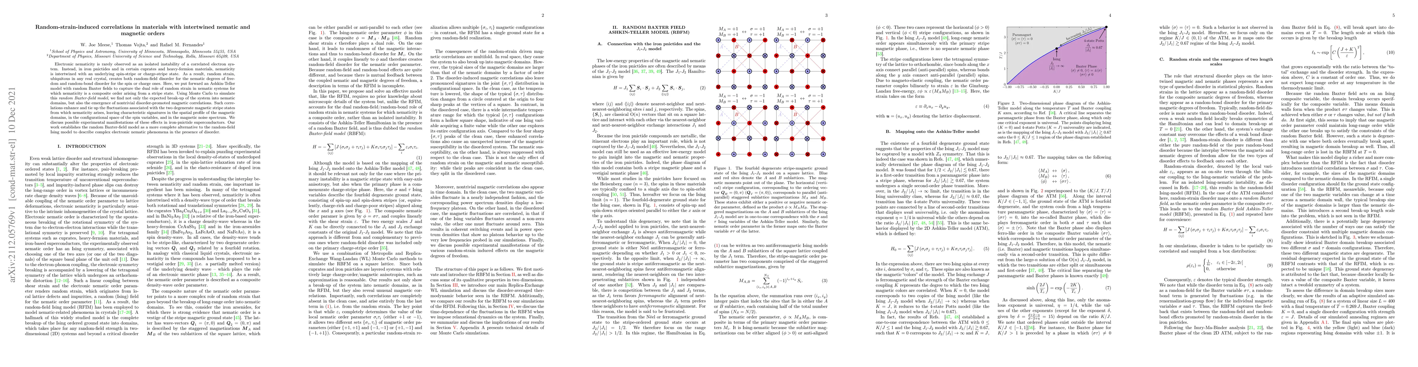 Thumbnail for Random-strain-induced correlations in materials with intertwined nematic
  and magnetic orders