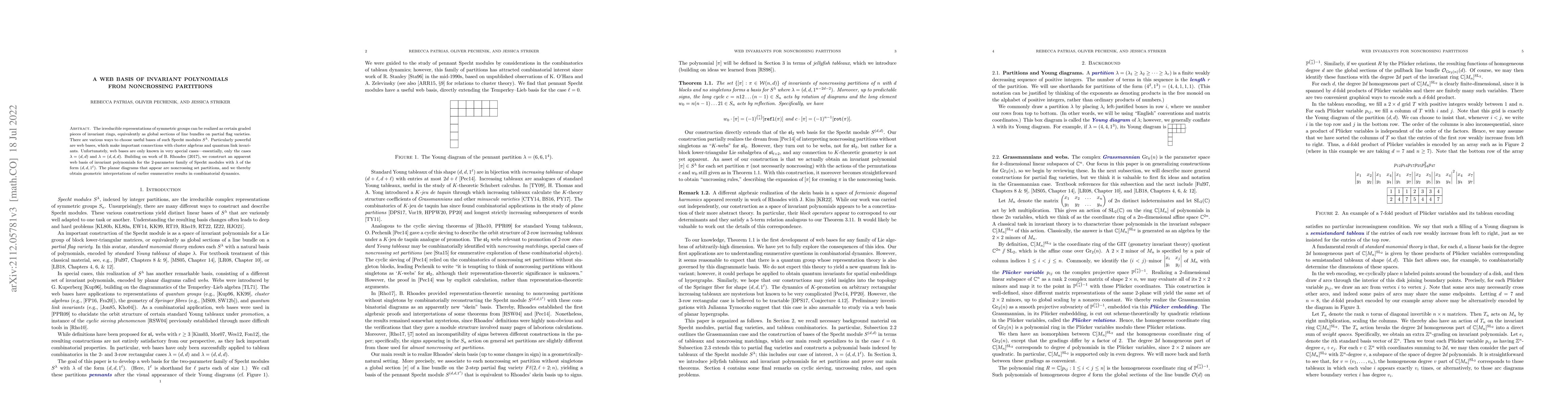 Thumbnail for A web basis of invariant polynomials from noncrossing partitions