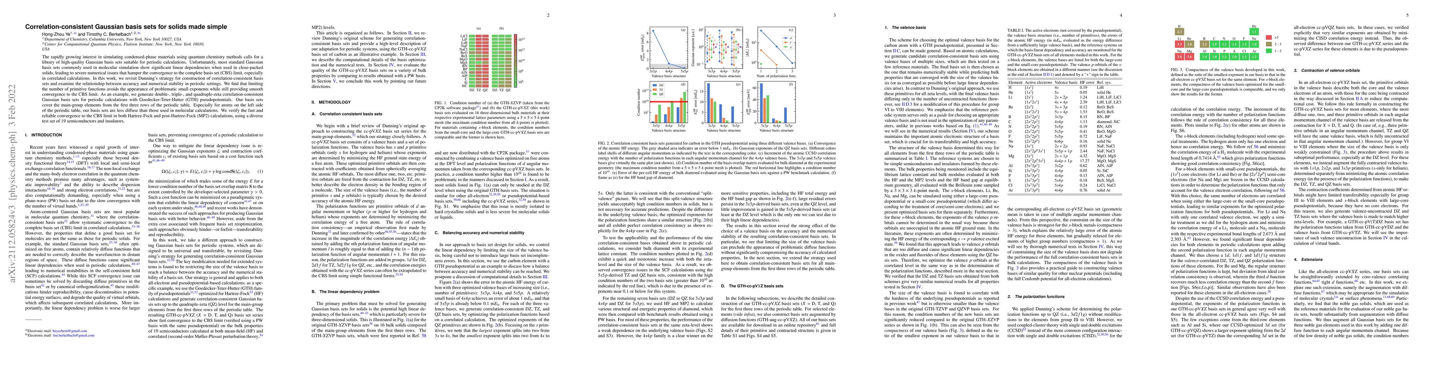 Thumbnail for Correlation-consistent Gaussian basis sets for solids made simple