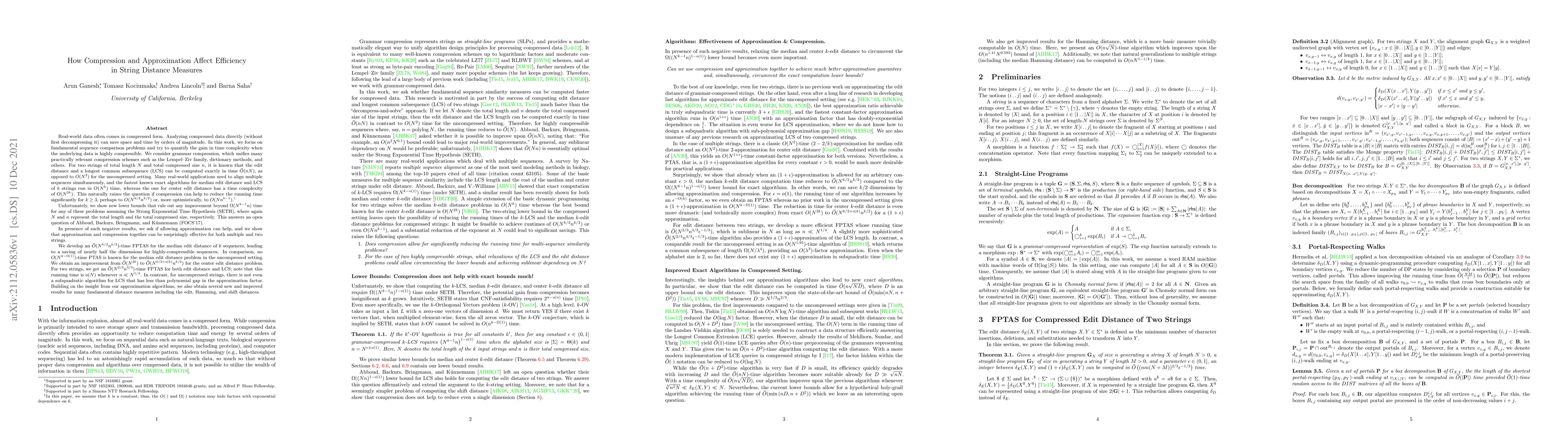 Thumbnail for How Compression and Approximation Affect Efficiency in String Distance
  Measures