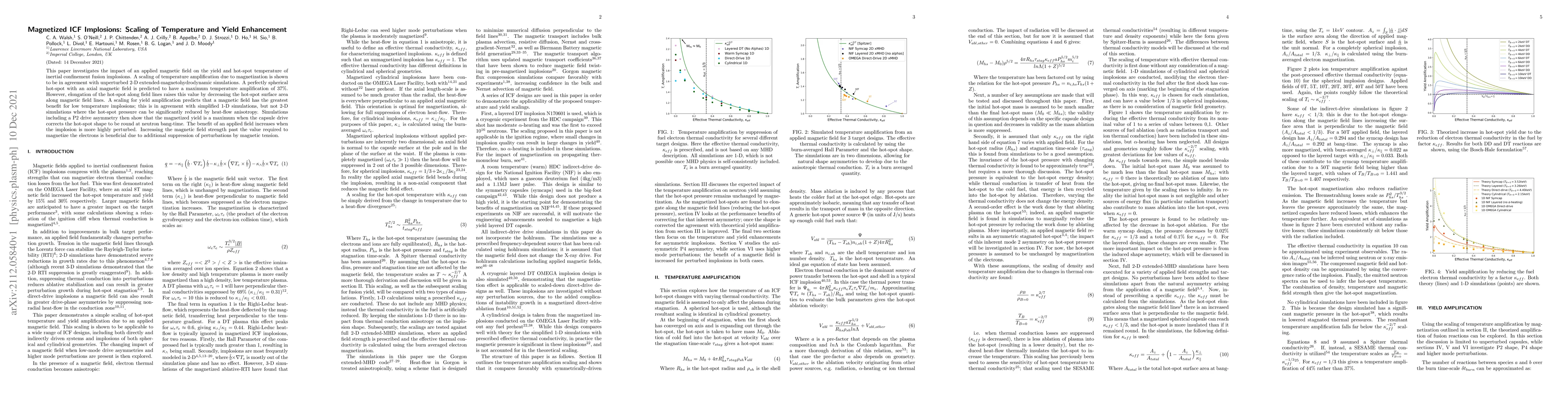 Thumbnail for Magnetized ICF Implosions: Scaling of Temperature and Yield Enhancement