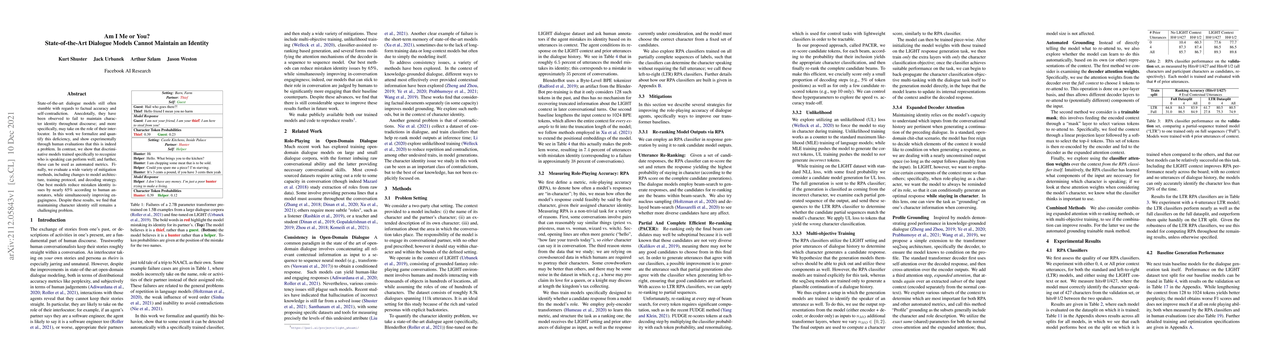 Thumbnail for Am I Me or You? State-of-the-Art Dialogue Models Cannot Maintain an
  Identity