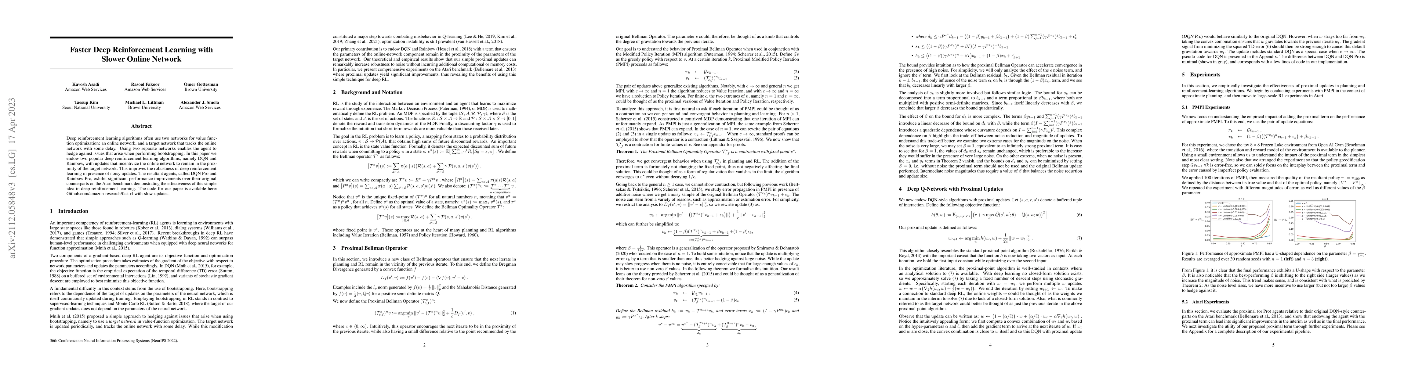 Thumbnail for Faster Deep Reinforcement Learning with Slower Online Network