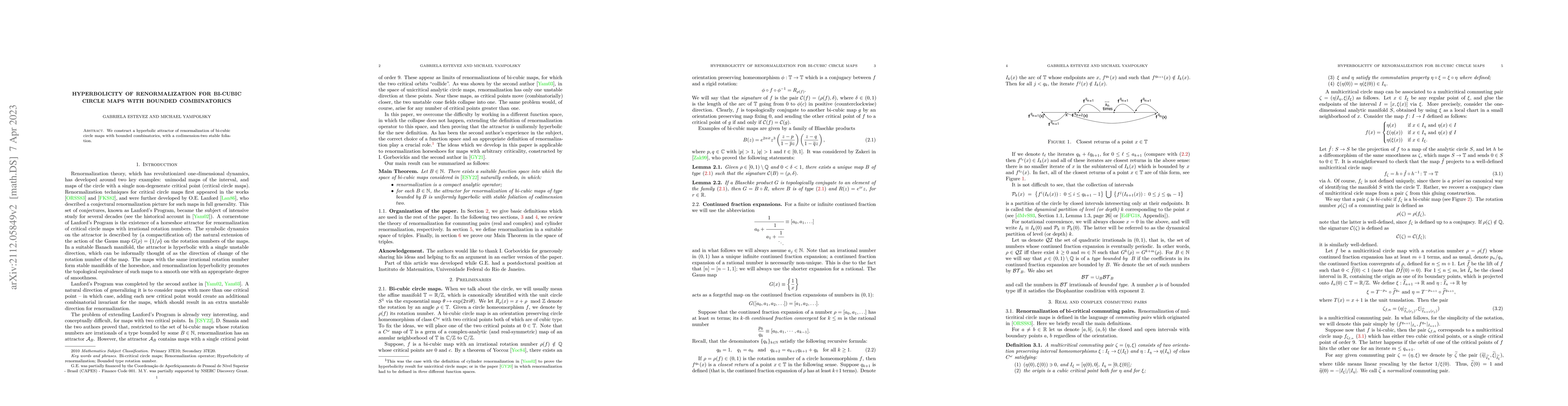 Thumbnail for Hyperbolicity of Renormalization for bi-cubic circle maps with bounded
  combinatorics