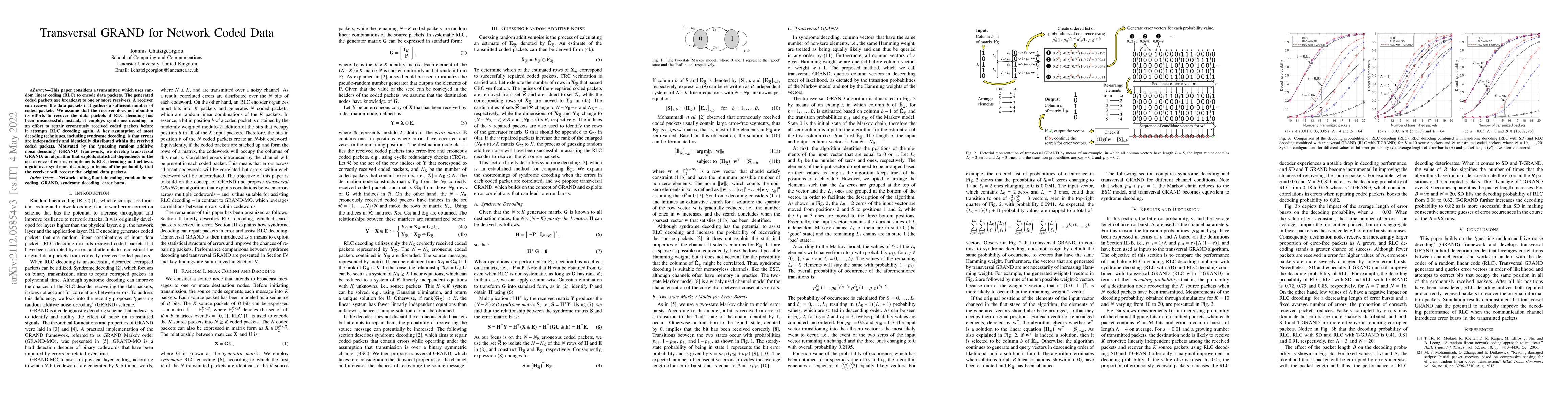 Thumbnail for Transversal GRAND for Network Coded Data
