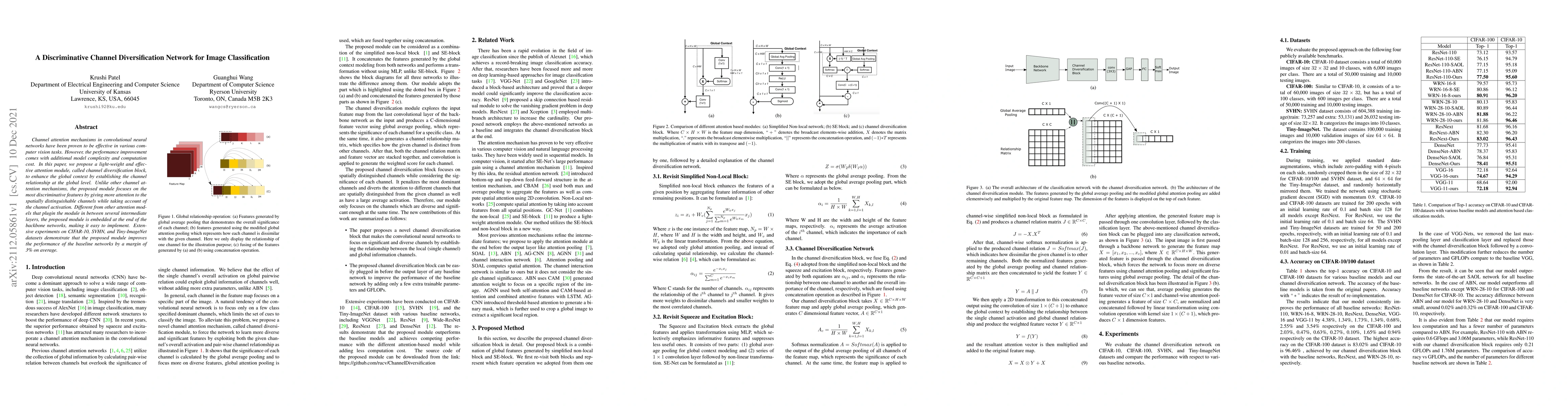 Thumbnail for A Discriminative Channel Diversification Network for Image
  Classification
