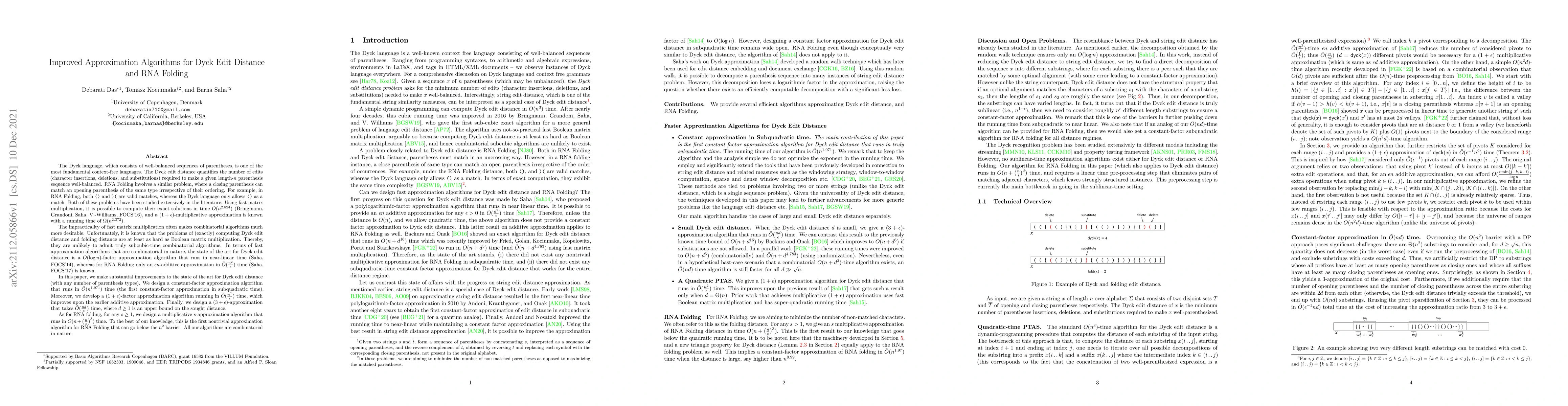 Thumbnail for Improved Approximation Algorithms for Dyck Edit Distance and RNA Folding