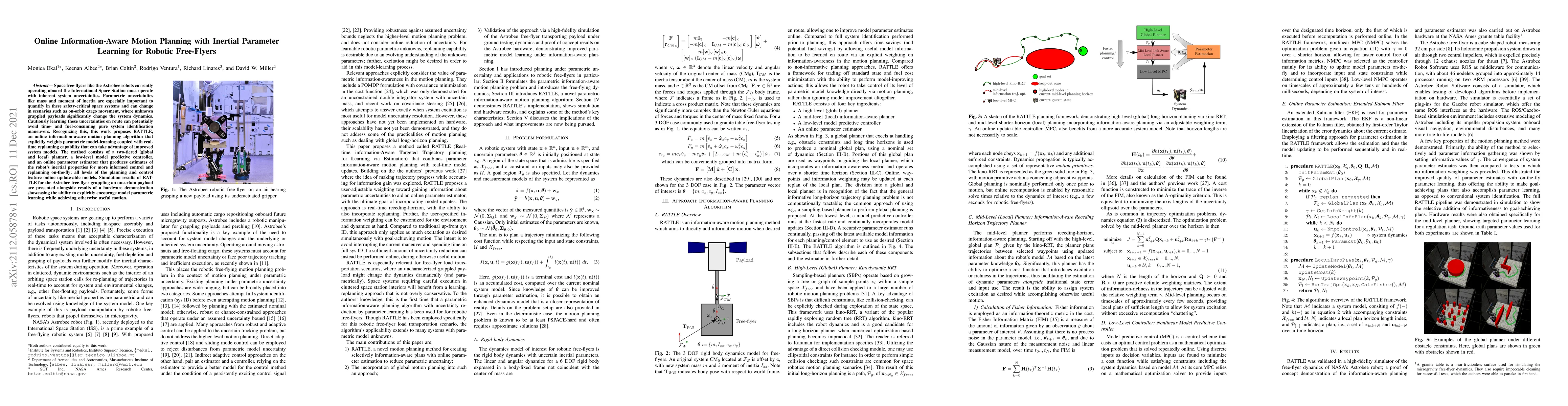 Thumbnail for Online Information-Aware Motion Planning with Inertial Parameter
  Learning for Robotic Free-Flyers