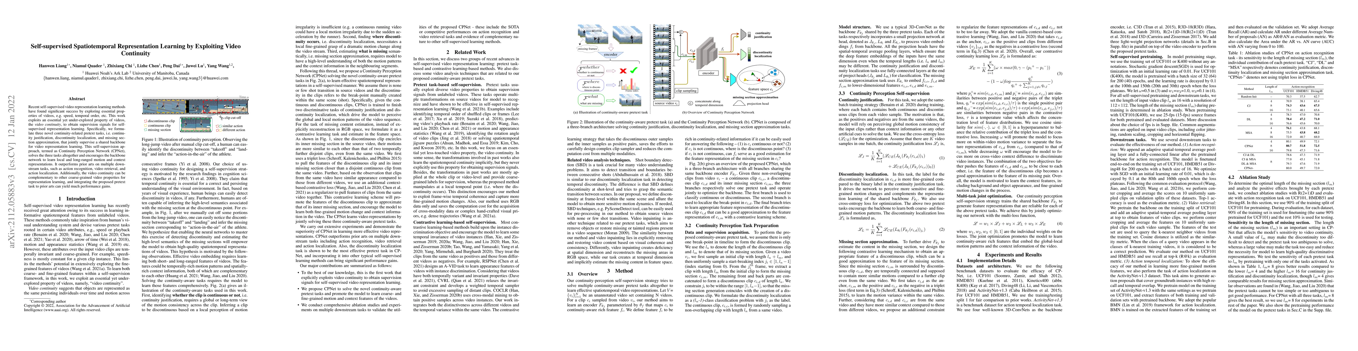 Thumbnail for Self-supervised Spatiotemporal Representation Learning by Exploiting
  Video Continuity