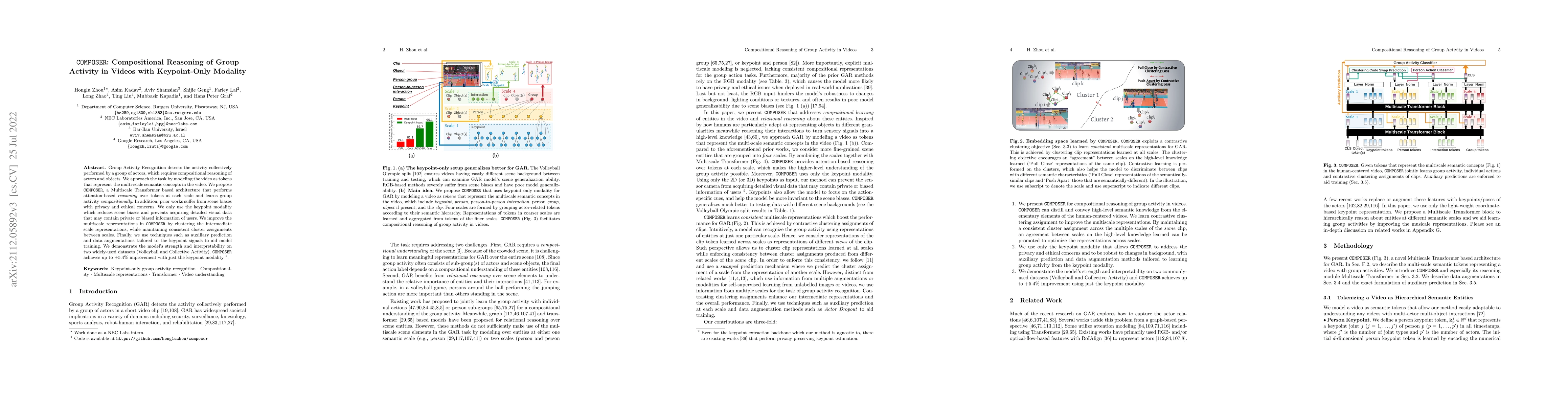Thumbnail for COMPOSER: Compositional Reasoning of Group Activity in Videos with
  Keypoint-Only Modality