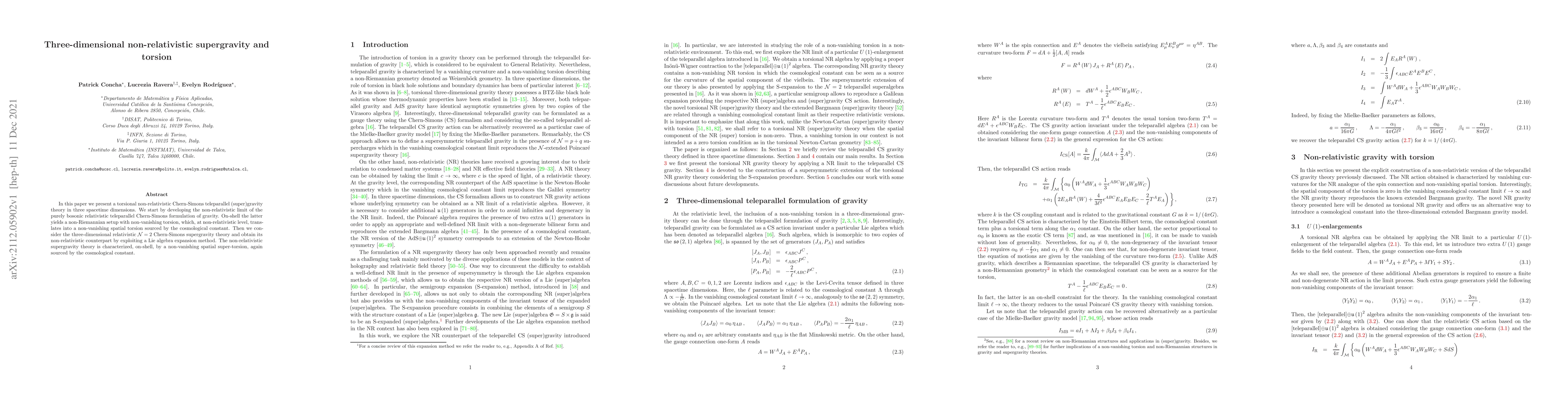 Thumbnail for Three-dimensional non-relativistic supergravity and torsion