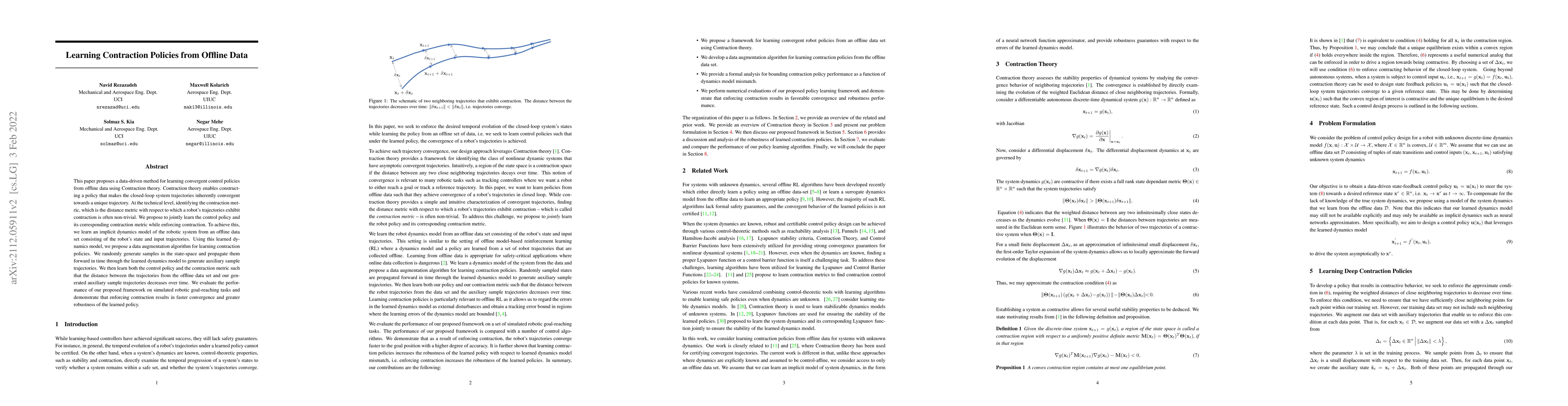 Thumbnail for Learning Contraction Policies from Offline Data