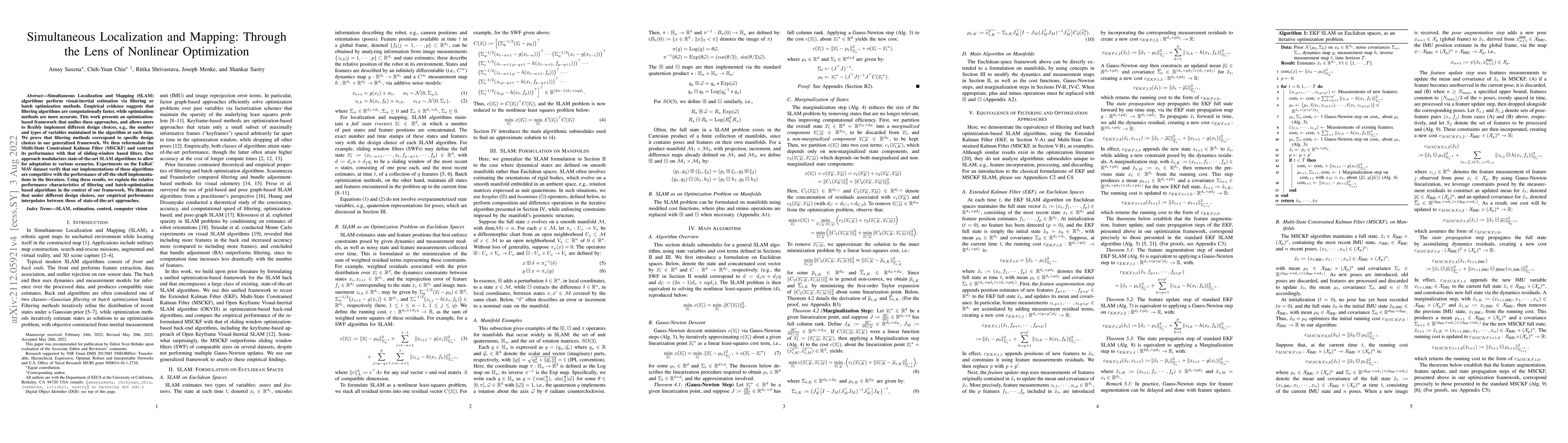 Thumbnail for Simultaneous Localization and Mapping: Through the Lens of Nonlinear
  Optimization
