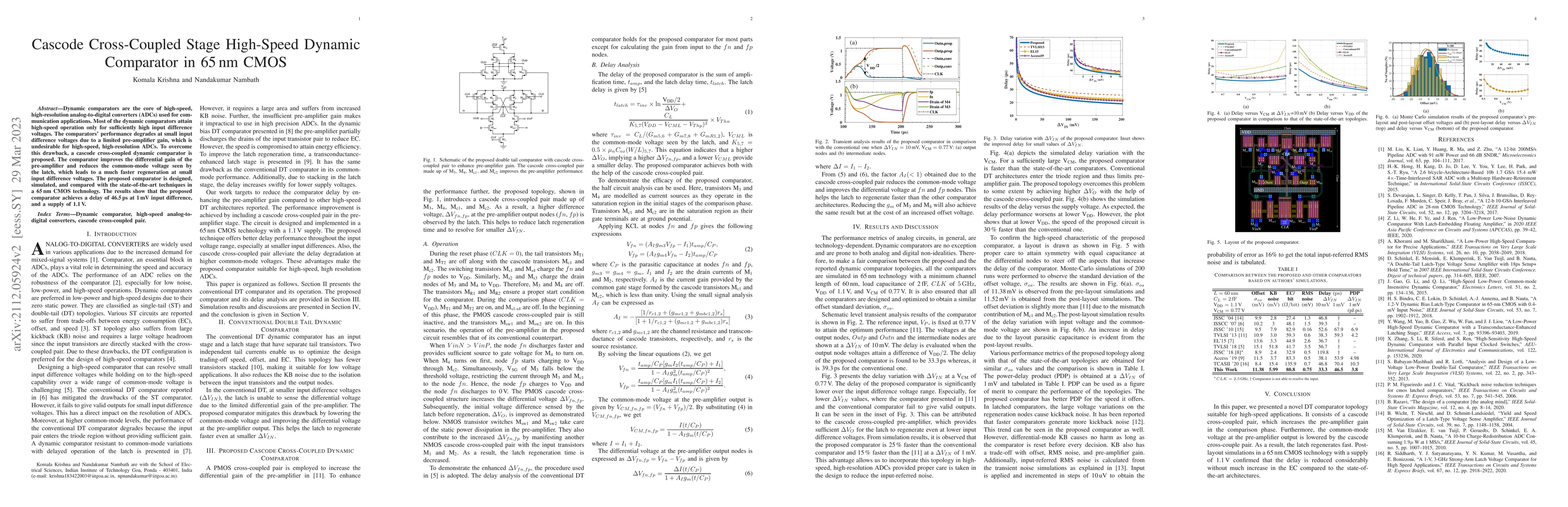 Thumbnail for Cascode Cross-Coupled Stage High-Speed Dynamic Comparator in 65 nm CMOS