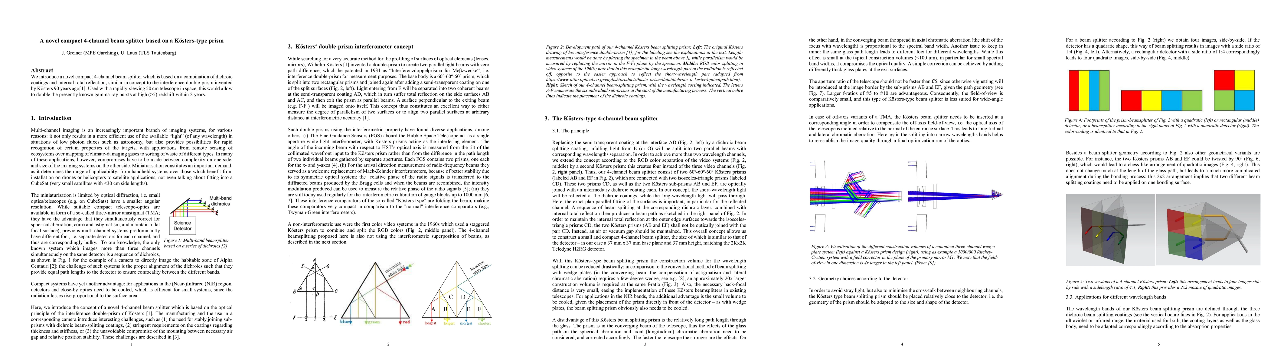 Thumbnail for A novel compact 4-channel beam splitter based on a K\"osters-type prism