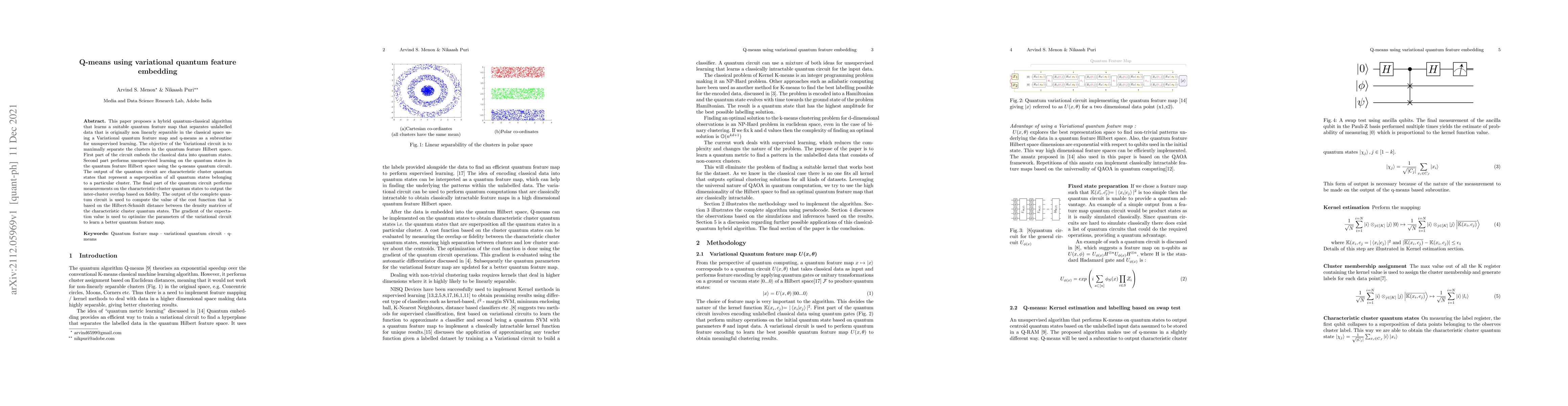 Thumbnail for Q-means using variational quantum feature embedding