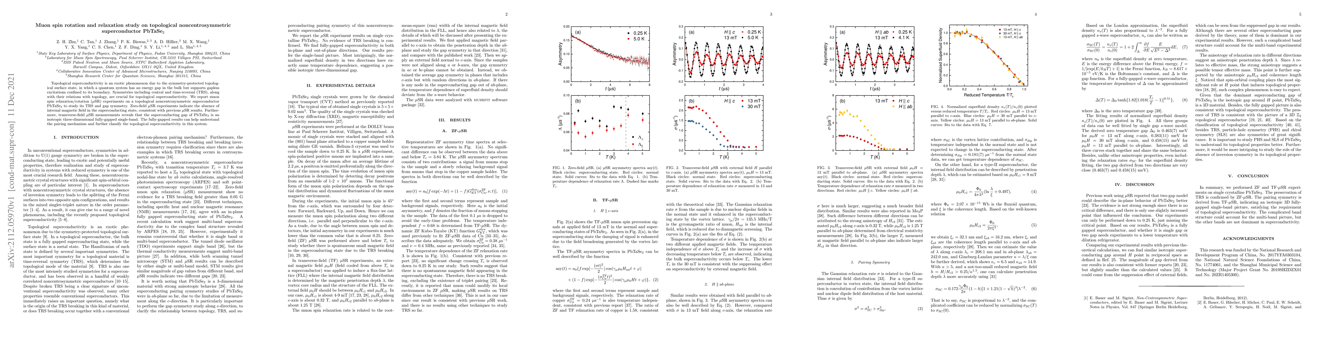 Thumbnail for Muon spin rotation and relaxation study on topological
  noncentrosymmetric superconductor PbTaSe$_2$