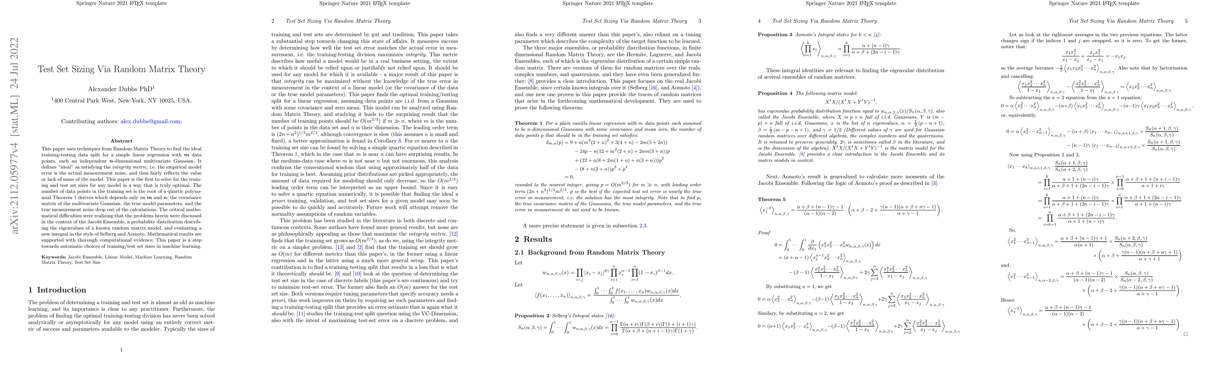 Thumbnail for Test Set Sizing Via Random Matrix Theory