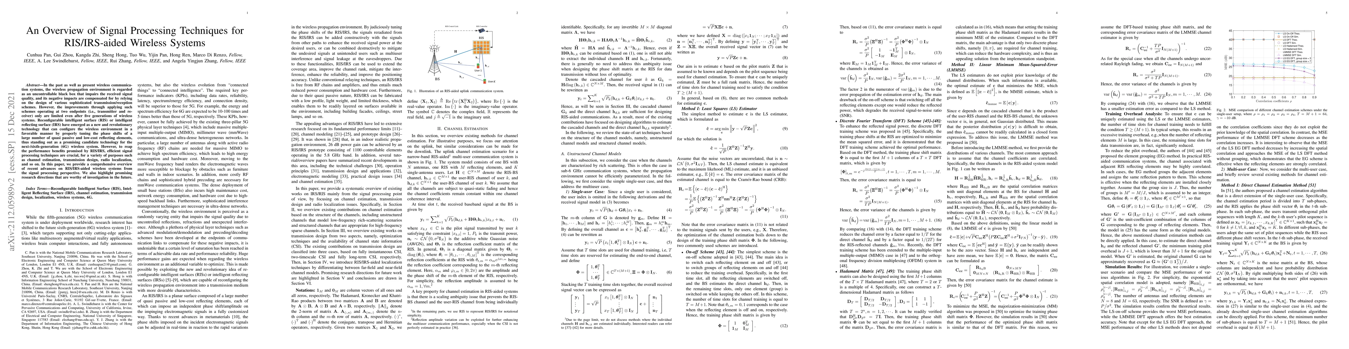 Thumbnail for An Overview of Signal Processing Techniques for RIS/IRS-aided Wireless
  Systems