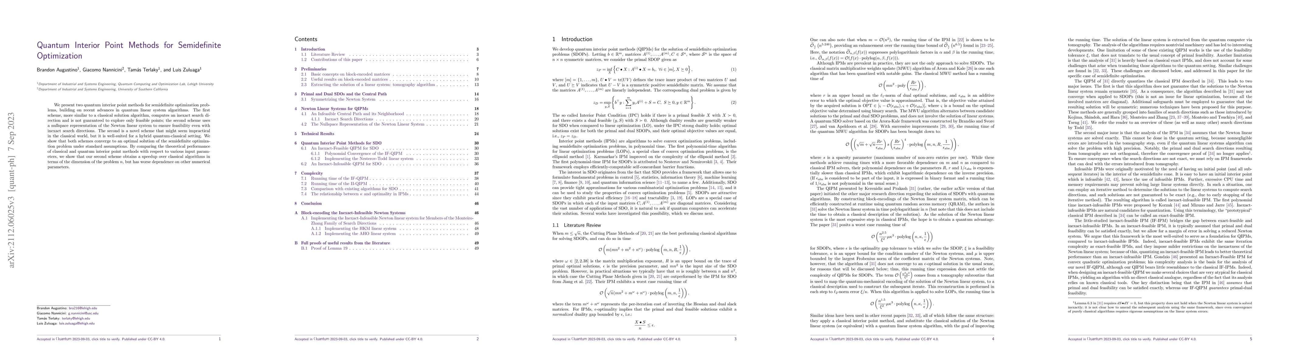 Thumbnail for Quantum Interior Point Methods for Semidefinite Optimization