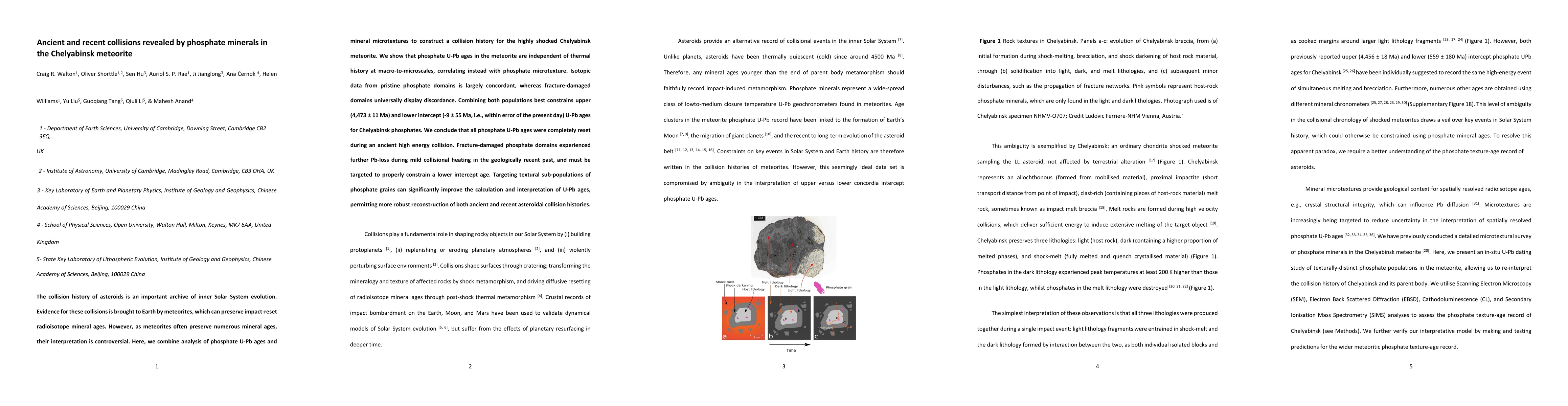 Thumbnail for Ancient and recent collisions revealed by phosphate minerals in the
  Chelyabinsk meteorite