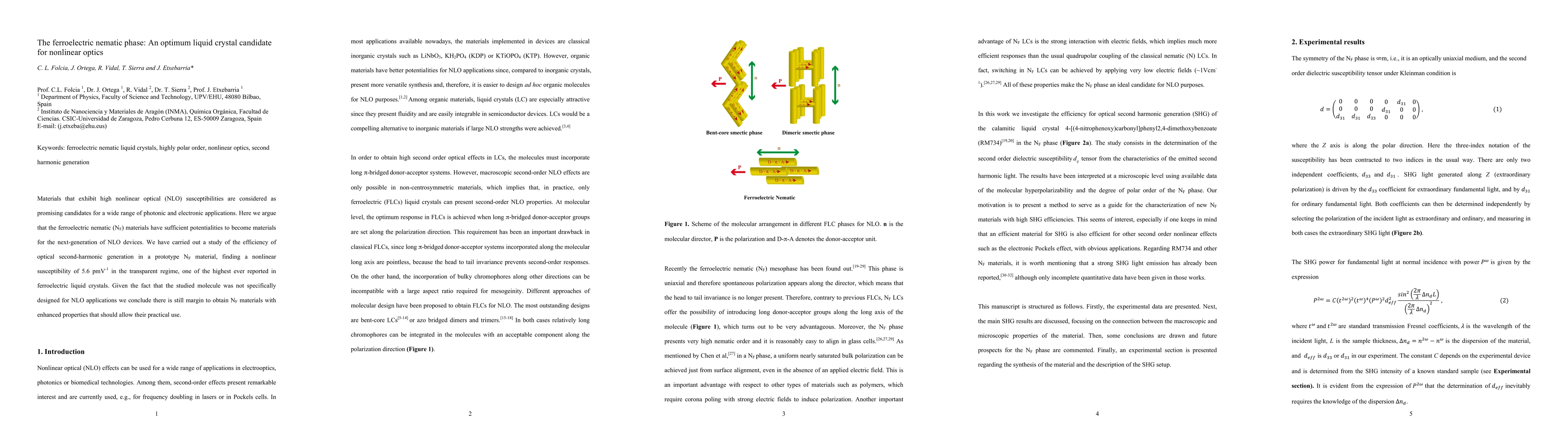 Thumbnail for The ferroelectric nematic phase: An optimum liquid crystal candidate for
  nonlinear optics