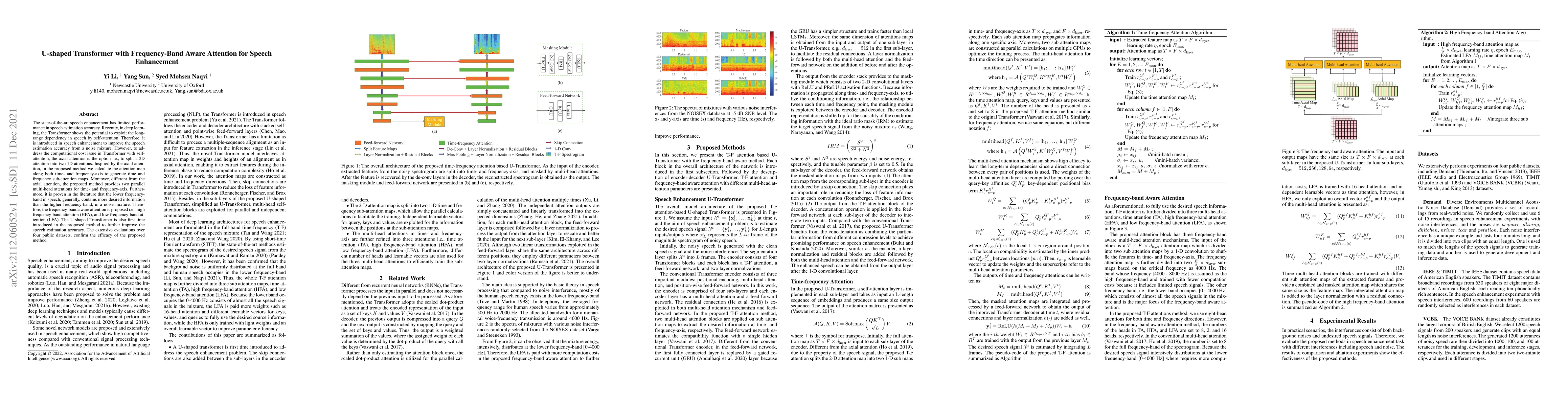Thumbnail for U-shaped Transformer with Frequency-Band Aware Attention for Speech
  Enhancement