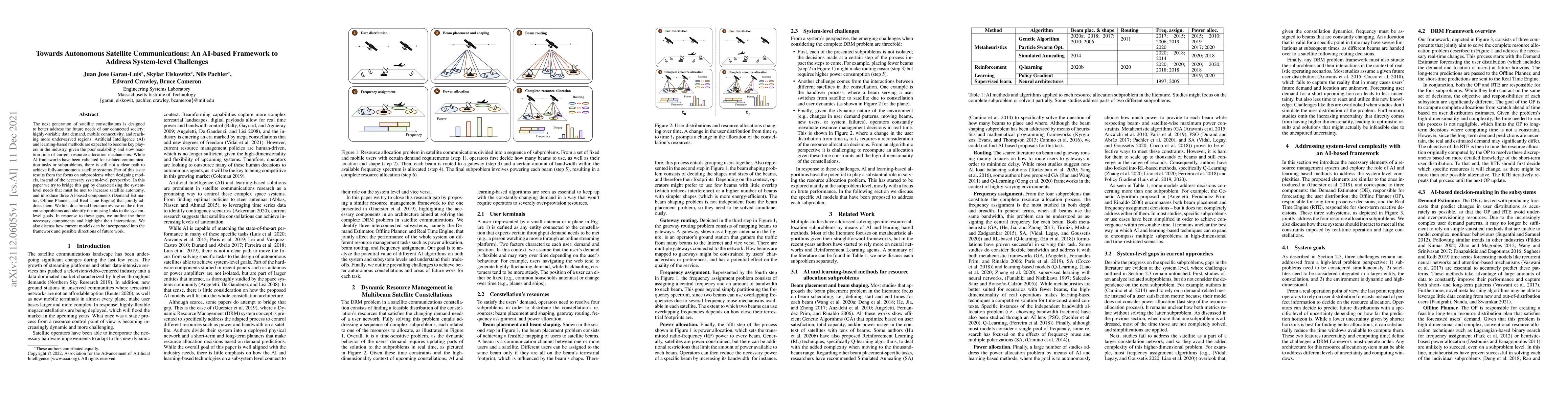 Thumbnail for Towards Autonomous Satellite Communications: An AI-based Framework to
  Address System-level Challenges