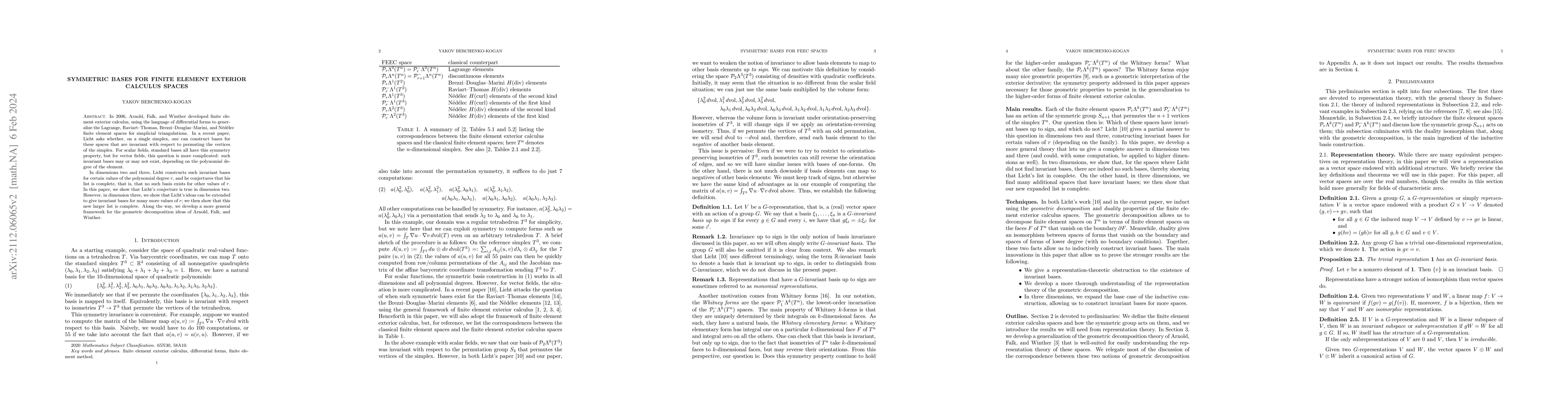 Thumbnail for Symmetric bases for finite element exterior calculus spaces