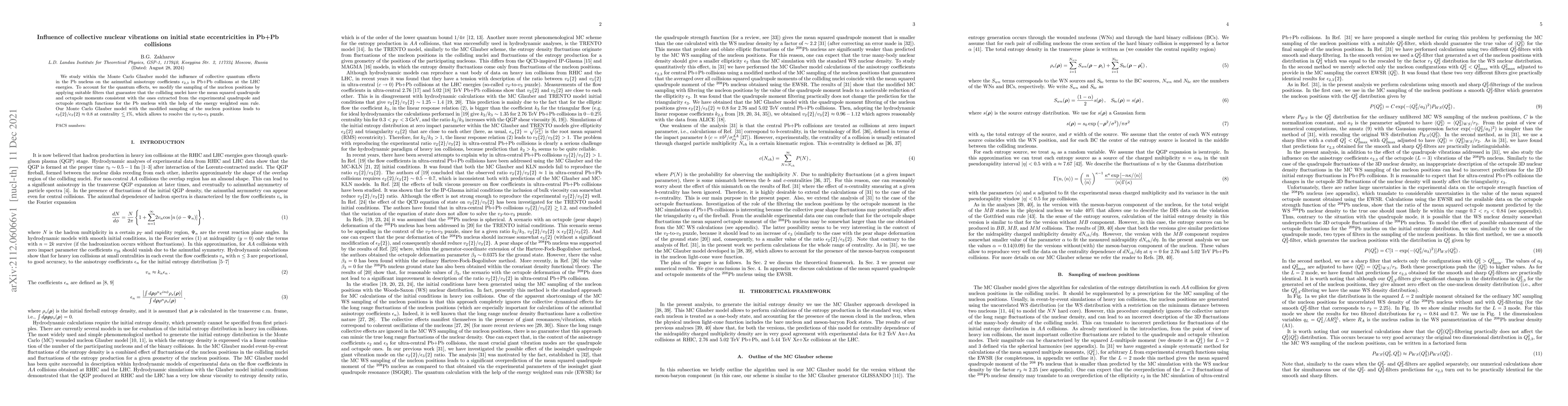 Thumbnail for Influence of collective nuclear vibrations on initial state
  eccentricities in Pb+Pb collisions