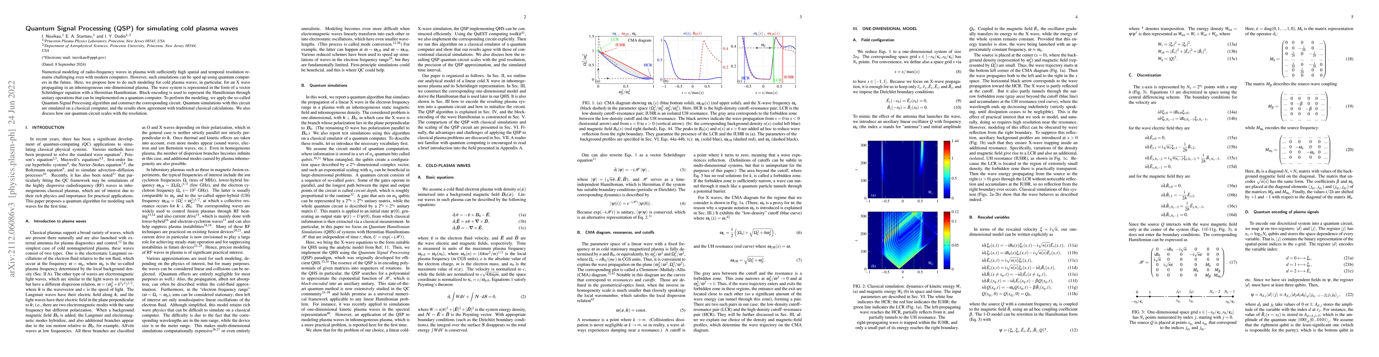 Thumbnail for Quantum Signal Processing for simulating cold plasma waves