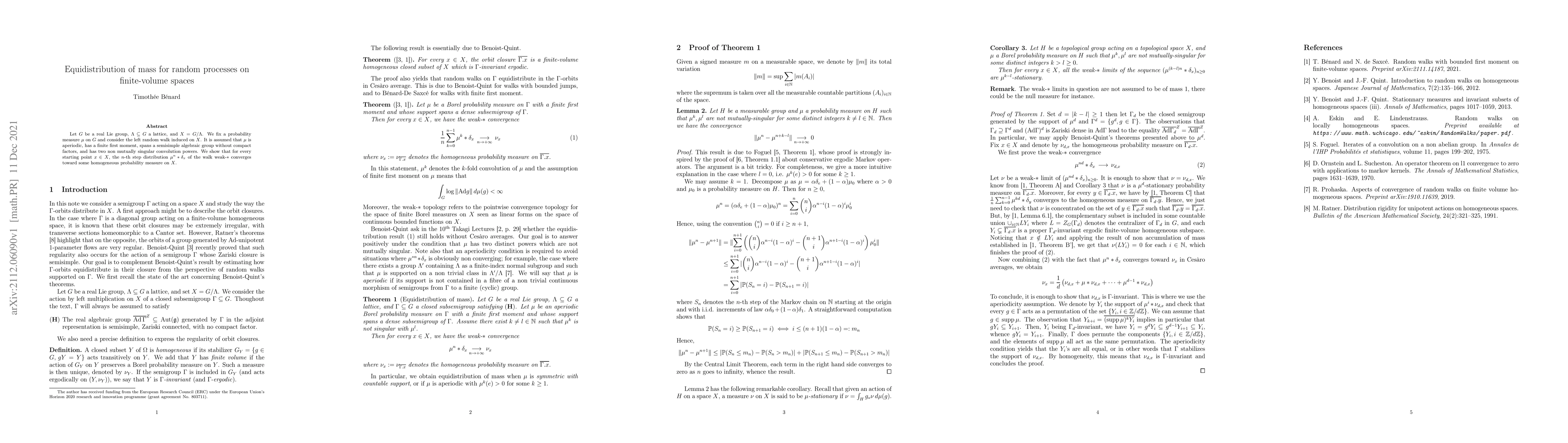 Thumbnail for Equidistribution of mass for random processes on finite-volume spaces