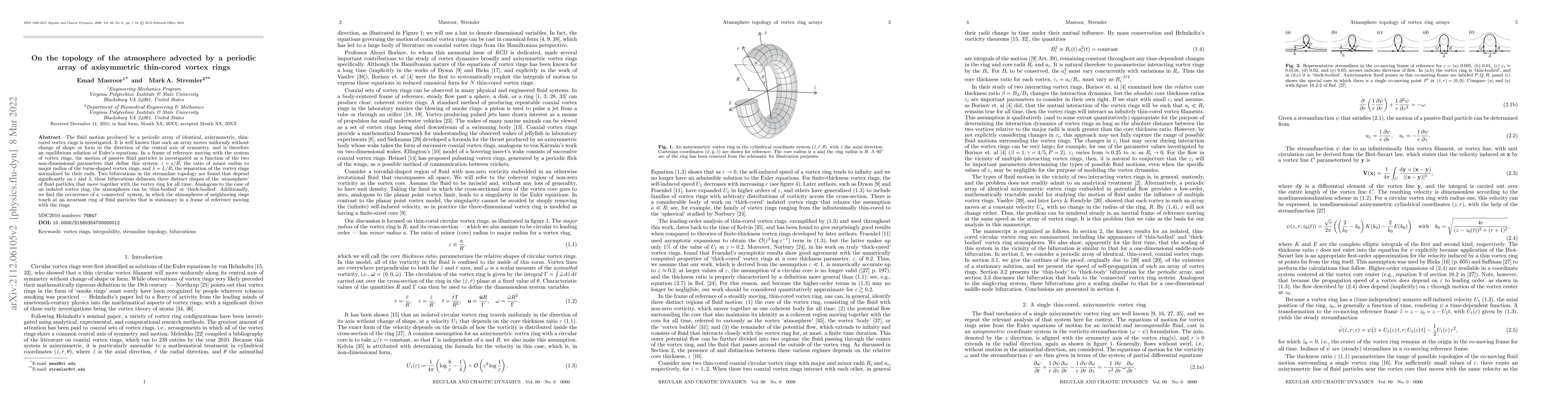 Thumbnail for On the topology of the atmosphere advected by a periodic array of
  axisymmetric thin-cored vortex rings