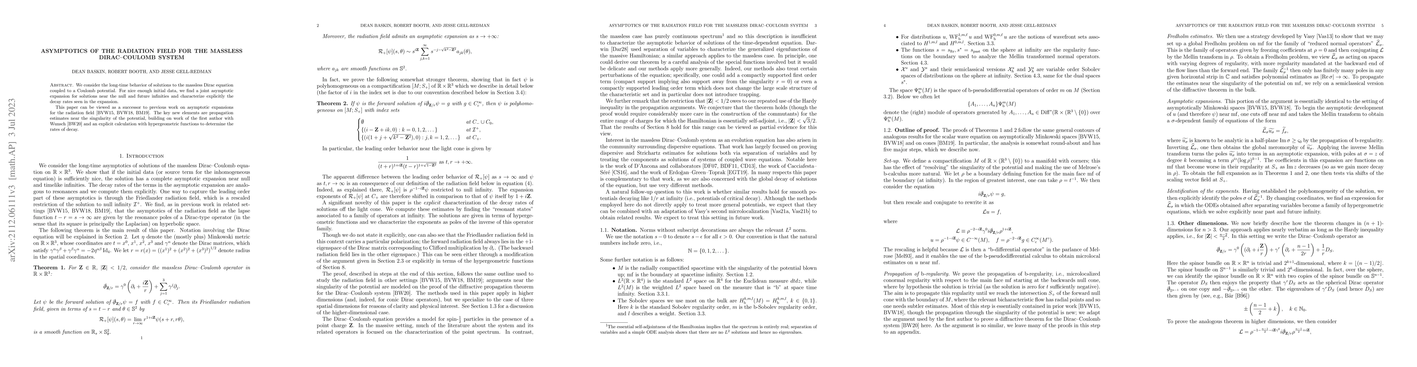 Thumbnail for Asymptotics of the radiation field for the massless Dirac-Coulomb system