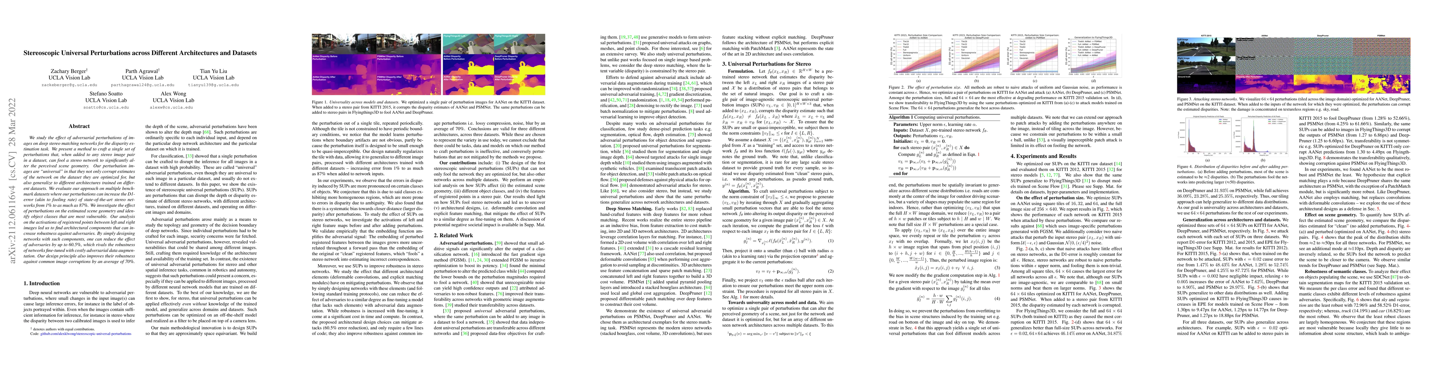 Thumbnail for Stereoscopic Universal Perturbations across Different Architectures and
  Datasets