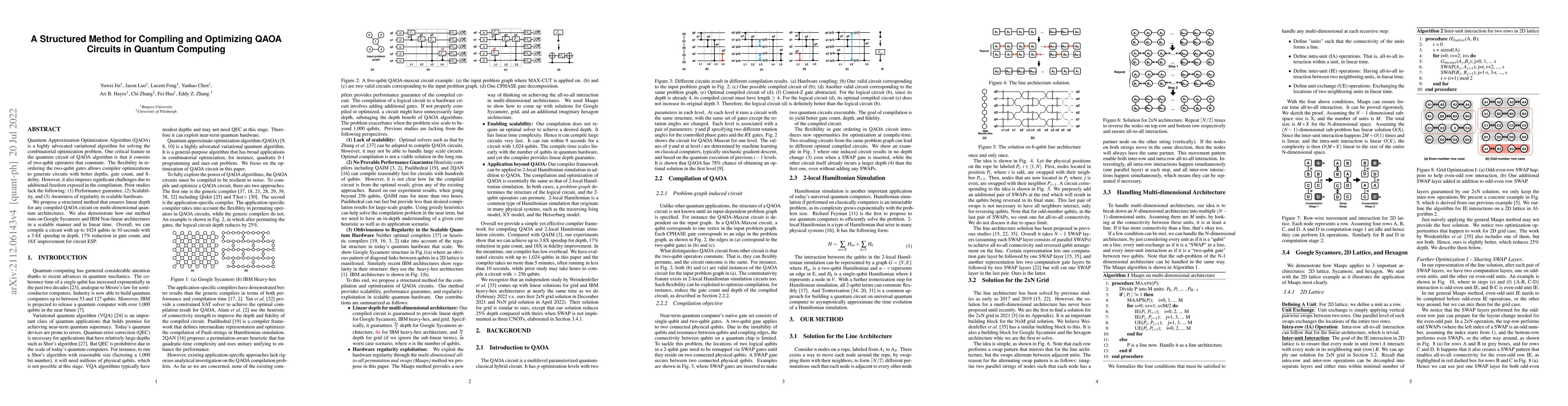 Thumbnail for A Structured Method for Compilation of QAOA Circuits in Quantum
  Computing