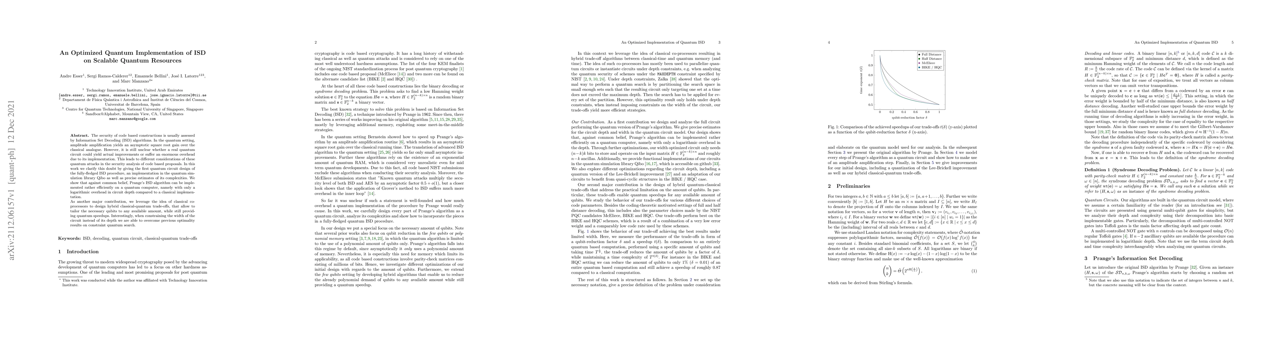 Thumbnail for An Optimized Quantum Implementation of ISD on Scalable Quantum Resources