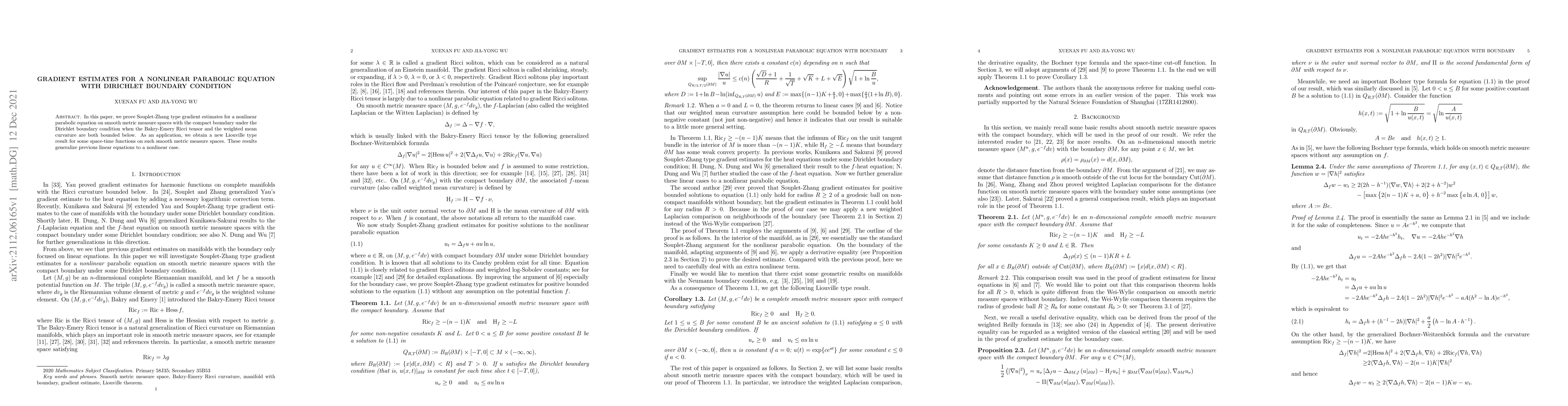 Thumbnail for Gradient estimates for a nonlinear parabolic equation with Dirichlet
  boundary condition